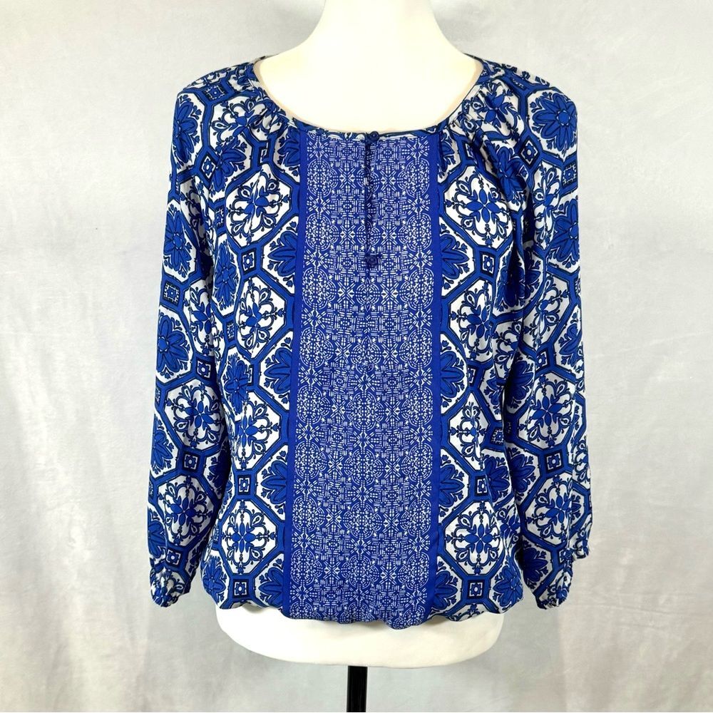 The Limited blue and white long sleeve boho top size medium